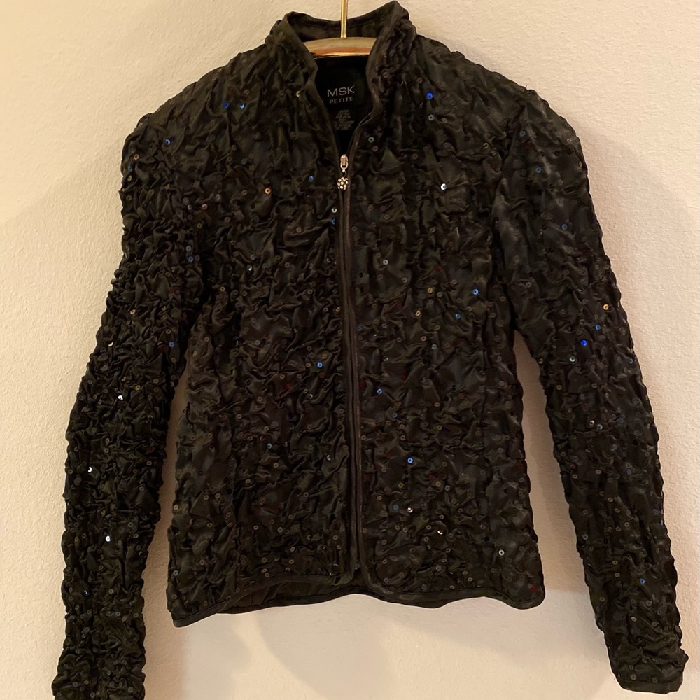 Black MSK petite sequin jacket.